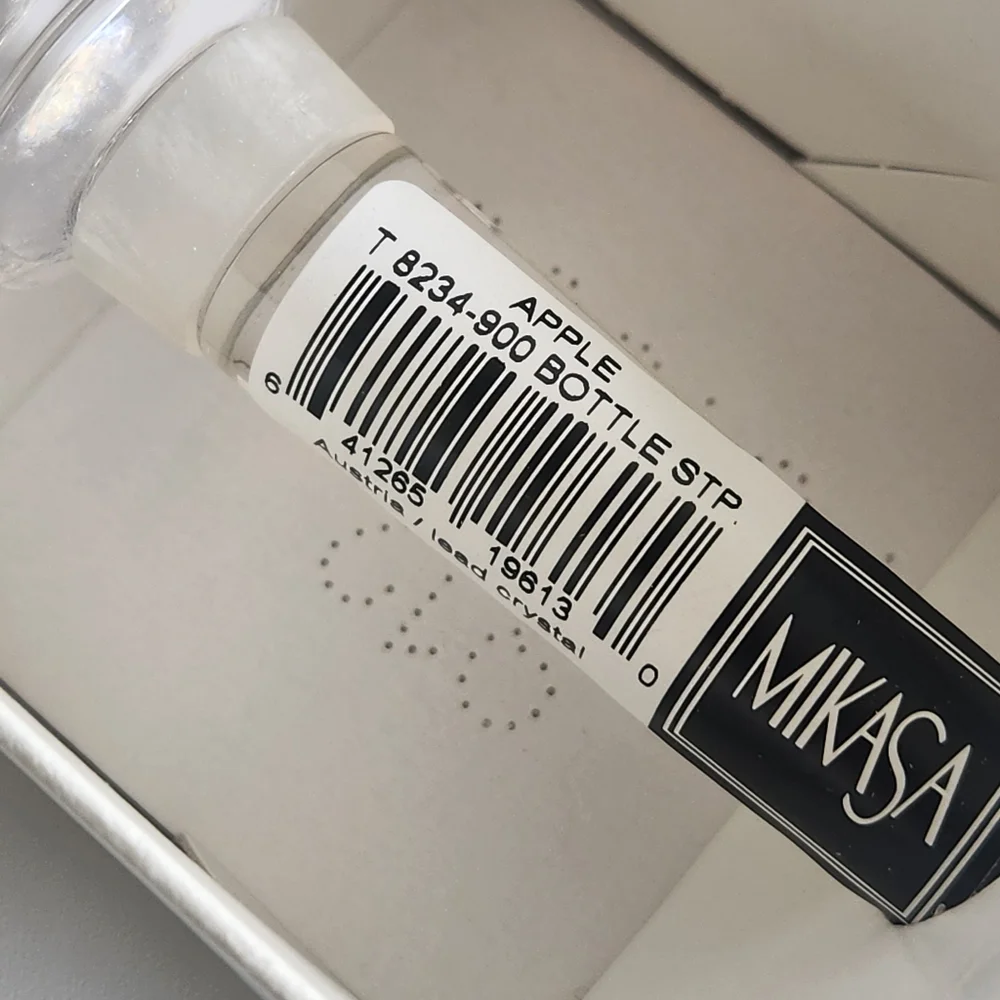 Mikasa Austrian Crystal Apple Bottle Wine Stopper New In Box